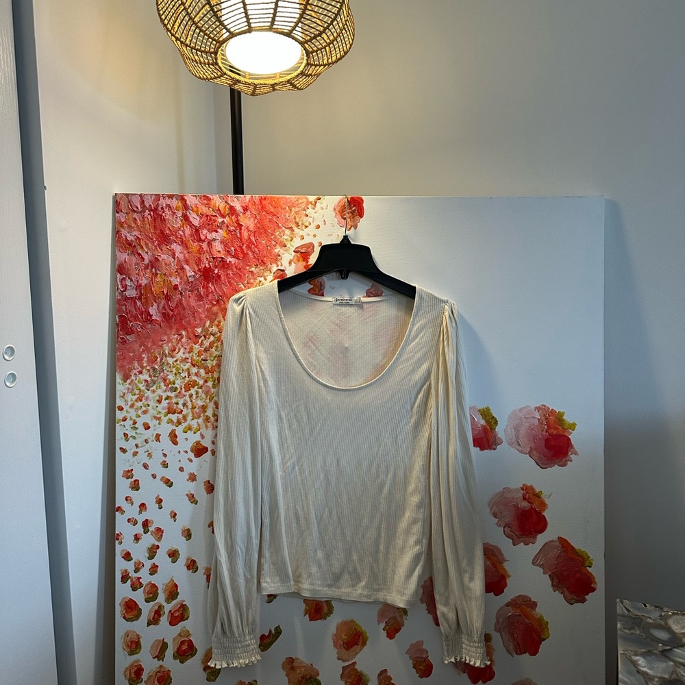 Stradivarius Cream Long Sleeve Top